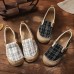 Black Plaid Cotton Linen Patchwork Flat Feet Shoes Black Plaid Cotton Linen Patchwork Flat Feet Shoes