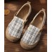 Black Plaid Cotton Linen Patchwork Flat Feet Shoes Black Plaid Cotton Linen Patchwork Flat Feet Shoes