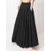 Women Solid Color A Line Elastic Waist Casual Swing Skirts With Pocket Women Solid Color A Line Elastic Waist Casual Swing Skirts With Pocket