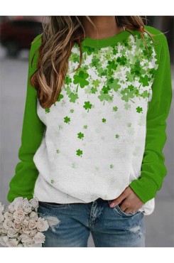 Women's shirt, long sleeved round neck T-shirt, lucky HF2512-04-01