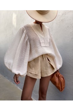 European and American lantern versatile women's shirt HE1609-02-01