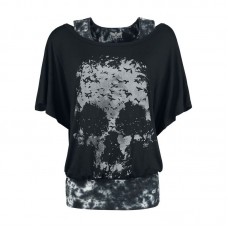 Women's niche printed two-piece short-sleeved T-shirt HE1613-02-01