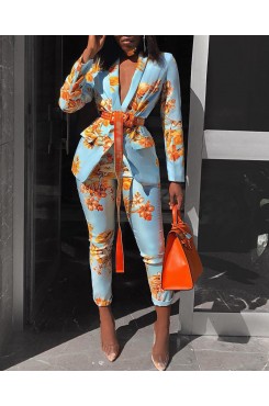 Printed jacket set, casual suit set HF3302-04-04