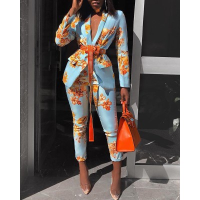 Printed jacket set, casual suit set HF3302-04-04 Printed jacket set, casual suit set HF3302-04-04