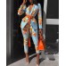 Printed jacket set, casual suit set HF3302-04-04 Printed jacket set, casual suit set HF3302-04-04