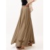 Casual Solid Color High Waist Pleated Irregular Hem Holiday Swing Maxi Skirts Casual Solid Color High Waist Pleated Irregular Hem Holiday Swing Maxi Skirts