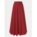 Women Solid Color A Line Elastic Waist Casual Swing Skirts With Pocket Women Solid Color A Line Elastic Waist Casual Swing Skirts With Pocket