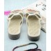 White Embroideried Cotton Flip Flops White Embroideried Cotton Flip Flops