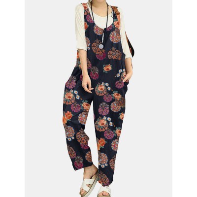 Tribal Flower Print Wide Leg Jumpsuit For Women Tribal Flower Print Wide Leg Jumpsuit For Women
