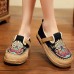 Black Cotton Linen Embroideried Fabric Flat Feet Shoes Splicing Flats Black Cotton Linen Embroideried Fabric Flat Feet Shoes Splicing Flats