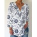 Print Button Long Sleeve Casual Blouse Print Button Long Sleeve Casual Blouse