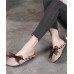 Vintage Lace Up Flat Shoes Brown Cowhide Leather Slippers Vintage Lace Up Flat Shoes Brown Cowhide Leather Slippers