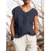 Solid Pocket Slit V neck Short Sleeve Casual Blouse Solid Pocket Slit V neck Short Sleeve Casual Blouse