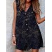 Plants Print Pocket Button Front Sleeveless V neck Romper Plants Print Pocket Button Front Sleeveless V neck Romper