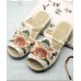 White Embroideried Cotton Flip Flops White Embroideried Cotton Flip Flops