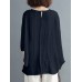 Solid Round Neck Bat Sleeve Casual Blouse Solid Round Neck Bat Sleeve Casual Blouse