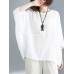Solid Round Neck Bat Sleeve Casual Blouse Solid Round Neck Bat Sleeve Casual Blouse