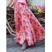 Colorful Floral Print Big Swing Elastic Waist Holiday Casual Long Skirt For Women Colorful Floral Print Big Swing Elastic Waist Holiday Casual Long Skirt For Women