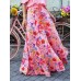 Colorful Floral Print Big Swing Elastic Waist Holiday Casual Long Skirt For Women Colorful Floral Print Big Swing Elastic Waist Holiday Casual Long Skirt For Women