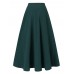 Women Solid Color Back Zip Pleated Casual Swing Skirts With Pocket Women Solid Color Back Zip Pleated Casual Swing Skirts With Pocket