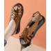 Brown Flat Sandals Buckle Strap Platform Hiking Sandals