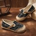 Black Plaid Cotton Linen Patchwork Flat Feet Shoes Black Plaid Cotton Linen Patchwork Flat Feet Shoes
