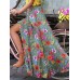 Colorful Floral Print Big Swing Elastic Waist Holiday Casual Long Skirt For Women Colorful Floral Print Big Swing Elastic Waist Holiday Casual Long Skirt For Women